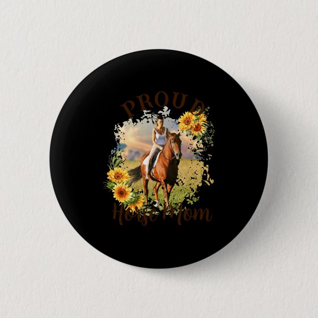 Bóton Redondo 5.08cm Horse Pet Photo Text Sunflower Accent T Shirt  (Frente)