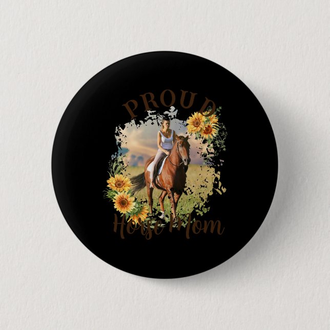 Bóton Redondo 5.08cm Horse Pet Photo Text Sunflower Accent T Shirt  (Frente)