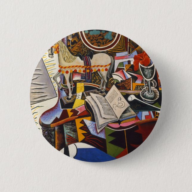 Bóton Redondo 5.08cm Horse Pipe Red Flower por Joan Miro (Frente)