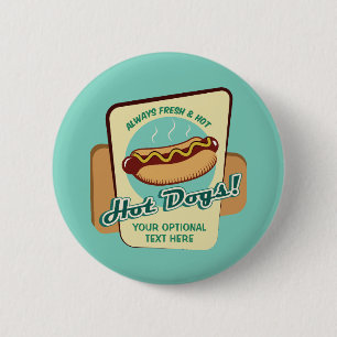 Bóton Redondo 5.08cm Hot Dog de Texto Personalizado