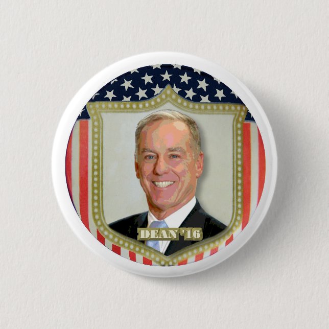 Bóton Redondo 5.08cm Howard Dean para o Presidente 2016 (Frente)