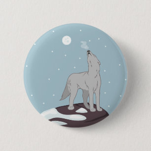 Bóton Redondo 5.08cm Howling Artic Wolf