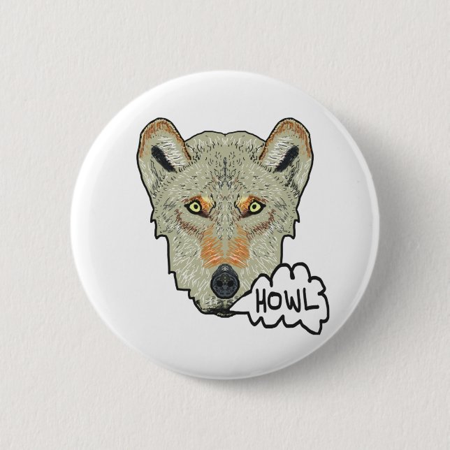 Bóton Redondo 5.08cm Howling Wolf (Frente)