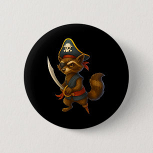 Bóton Redondo 5.08cm Hugvyn Halloween Pirate Raccoon Spooky Raccoon Cos