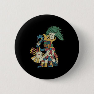 Bóton Redondo 5.08cm Huitzilopochtli Asttec Deus Asttec Mitologia Mayan