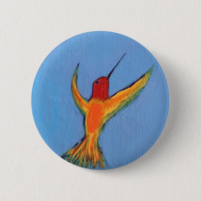 Bóton Redondo 5.08cm Hummingbird em azul (Frente)