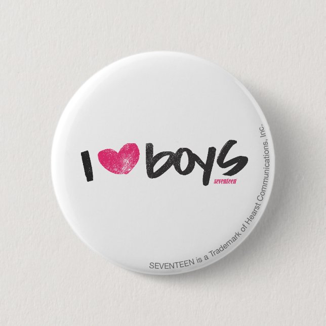 Bóton Redondo 5.08cm I Heart Boys Magenta (Frente)