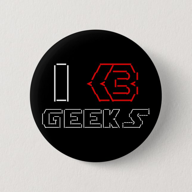 Bóton Redondo 5.08cm I Heart Geeks ASCII ART (Frente)