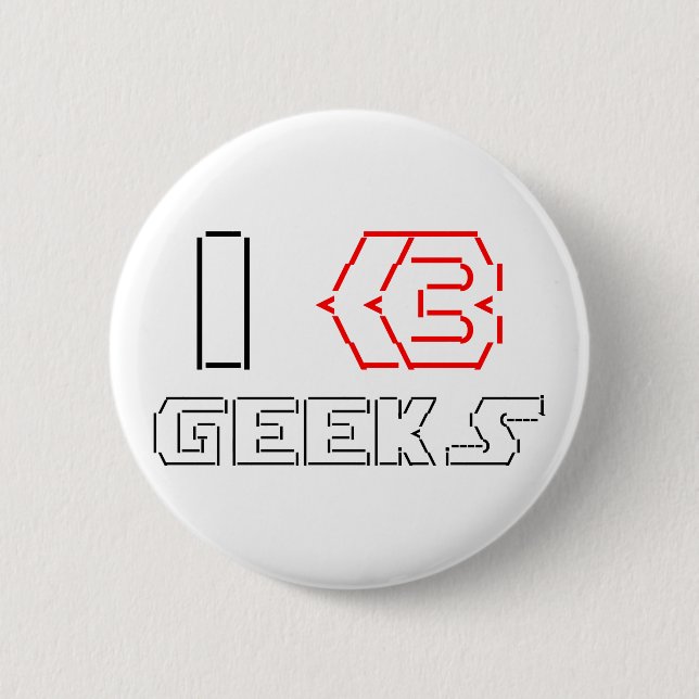 Bóton Redondo 5.08cm I Heart Geeks ASCII ART (Frente)