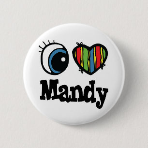 Bóton Redondo 5.08cm I Heart (Love) Mandy
