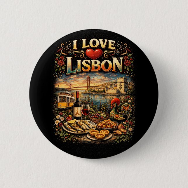 Bóton Redondo 5.08cm I Love Lisbon (Frente)
