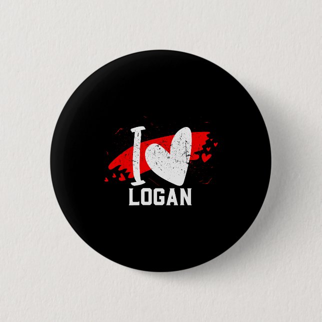 Bóton Redondo 5.08cm I Love Logan I Heart Logan  (Frente)