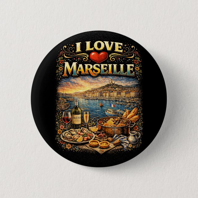 Bóton Redondo 5.08cm I love Marseille (Frente)