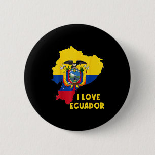 Bóton Redondo 5.08cm I Love Quito Hello Equador Map Flag Orud Ecuadori