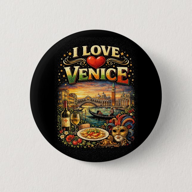 Bóton Redondo 5.08cm I Love Venice (Frente)