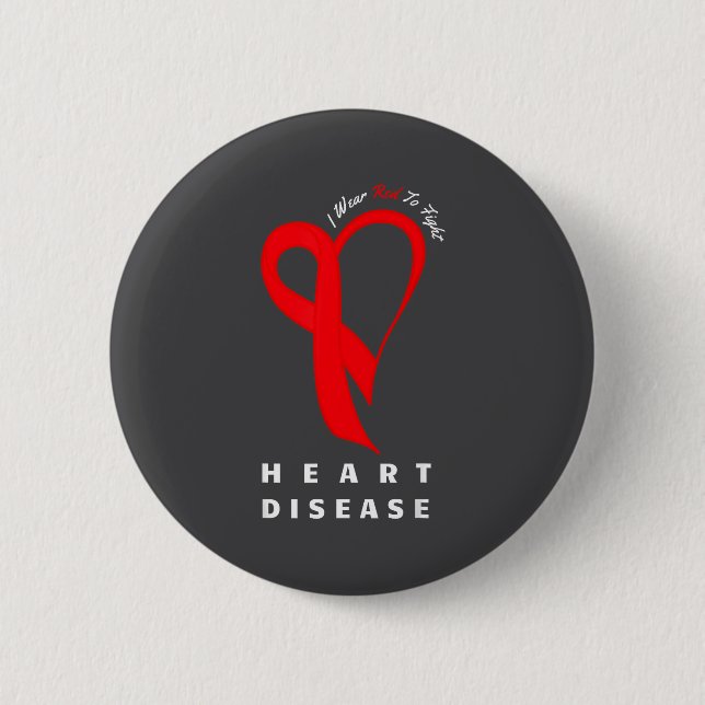 Bóton Redondo 5.08cm I Wear Red To Fight Heart Disease Awareness Chd Ri (Frente)