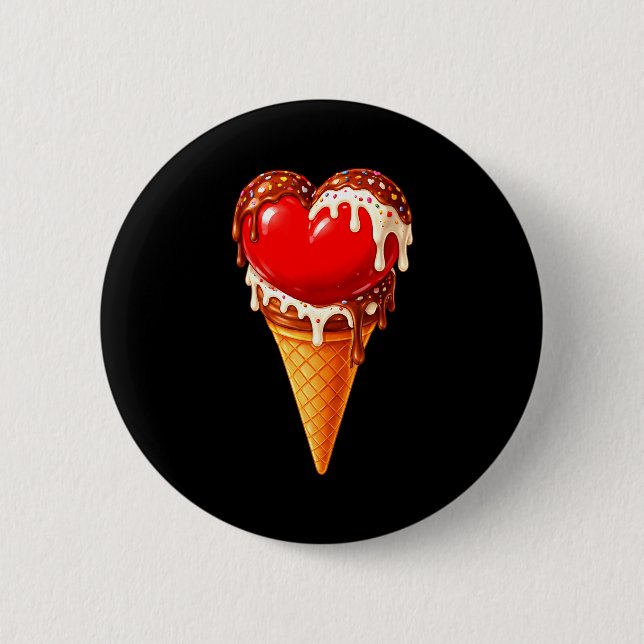 Bóton Redondo 5.08cm Ice Cream Heart Funny Drip Valentines Day Boys Gir (Frente)