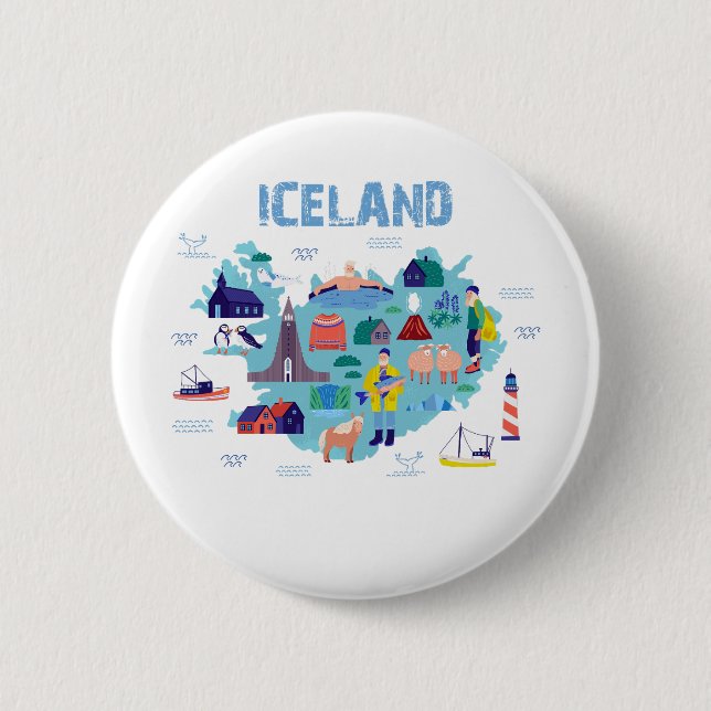 Bóton Redondo 5.08cm Iceland map (Frente)