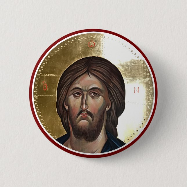 Bóton Redondo 5.08cm Ícone de Jesus Cristo Pantocrator (Frente)