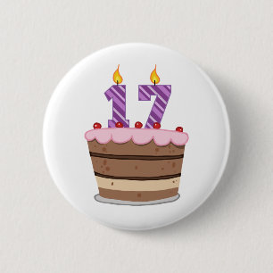 Bóton Redondo 5.08cm Idade 17 no bolo de aniversário