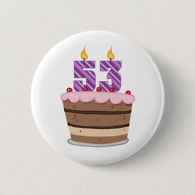 Bóton Redondo 5.08cm Idade 53 no Bolo de Aniversário (Frente)