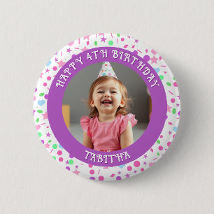 Bóton Redondo 5.08cm Idade Personalizada, Nome e Foto Aniversário