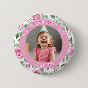 Bóton Redondo 5.08cm Idade Personalizada, Nome e Foto Aniversário