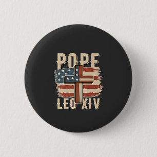 Bóton Redondo 5.08cm Igreja Cristã do Papa Leão XIV Bandeira dos EUA
