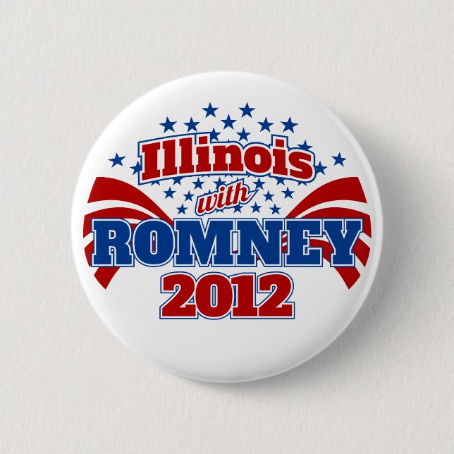 Bóton Redondo 5.08cm Illinois com Romney 2012 (Frente)