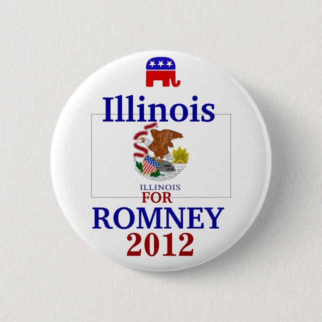 Bóton Redondo 5.08cm Illinois para Romney 2012 (Frente)