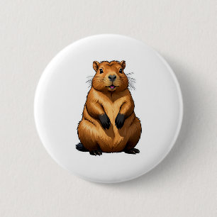 Bóton Redondo 5.08cm Ilustração Animal da Capybara Rodent Cute