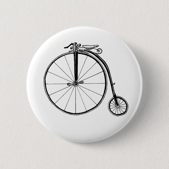 Bóton Redondo 5.08cm Ilustração da Bicicleta Penny Farthing (Frente)