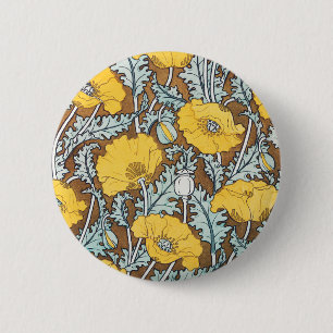 Bóton Redondo 5.08cm Ilustração de Arte de Papoula Padrão de Flor