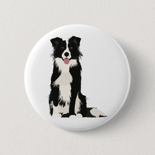 Bóton Redondo 5.08cm Ilustração de Borda Collie! (Frente)