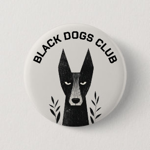 Bóton Redondo 5.08cm Ilustração de Cachorro Preto