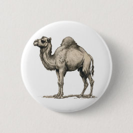 Bóton Redondo 5.08cm Ilustração de Camelo Realista Vintage-Deserto Came