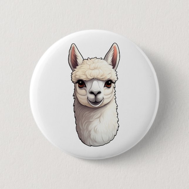 Bóton Redondo 5.08cm Ilustração de Cartoon Lama (Frente)