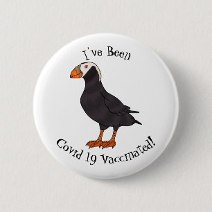 Bóton Redondo 5.08cm Ilustração de desenho animado de pássaros puffin t