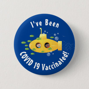 Bóton Redondo 5.08cm Ilustração de desenho animado submarino amarelo