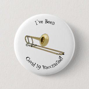 Bóton Redondo 5.08cm Ilustração de desenho animado Trombone
