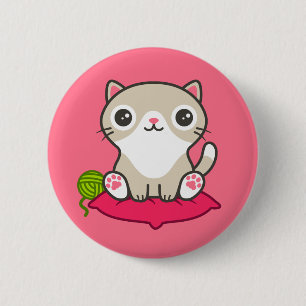 Bóton Redondo 5.08cm Ilustração de Gatinho de Cute