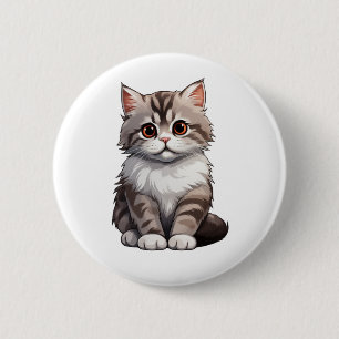 Bóton Redondo 5.08cm Ilustração de gato animado