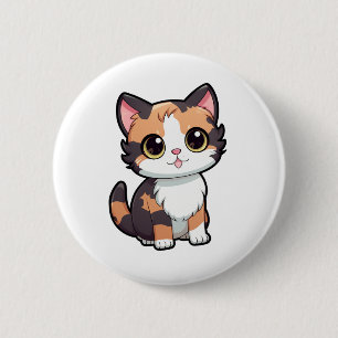 Bóton Redondo 5.08cm Ilustração de gato animado