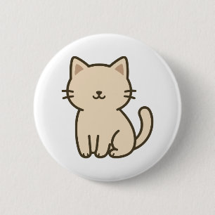 Bóton Redondo 5.08cm Ilustração de Gato de Cartoon Bonito - Gato de Cer