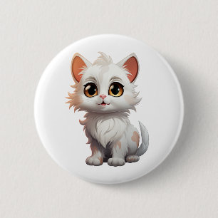 Bóton Redondo 5.08cm Ilustração de gato de desenho animado
