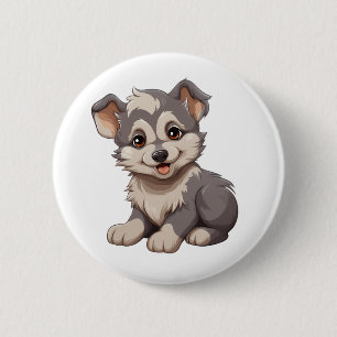 Bóton Redondo 5.08cm Ilustração de lobo de desenho animado
