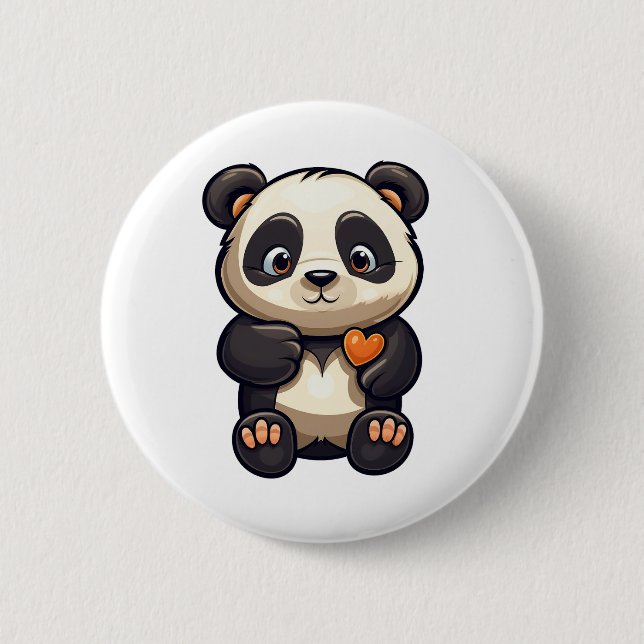 Bóton Redondo 5.08cm Ilustração de panda de desenho animado (Frente)