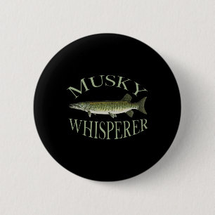 Bóton Redondo 5.08cm Ilustração de Peixe Musky Muskellunge Arte Pesca A