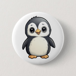 Bóton Redondo 5.08cm Ilustração de pinguim de desenho animado
