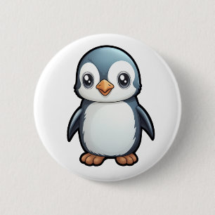 Bóton Redondo 5.08cm Ilustração de pinguim de desenho animado